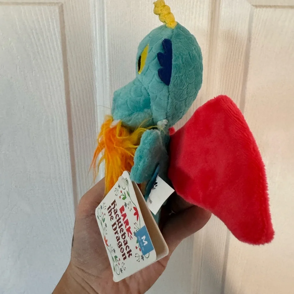 BARK Hackleback the Dragon Plush Dog Toy Squeaky Crinkle Medium 20-50 lb NWT